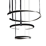 Люстра подвесная с 3-мя кольцами из кожаных ремней черного цвета Half Ring Horizontal  варинант исполнения - 1 | Loft Concept в Омске