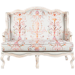 Двухместный диван из массива бука серый с растительным орнаментом Raffael Blue Grey Sofa варинант исполнения - 1 | Loft Concept в Омске