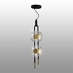 Подвесной светильник с 2-мя прозрачными стеклянными плафонами и золотистыми центральными вставками Virelia  варинант исполнения - 4 | Loft Concept в Омске