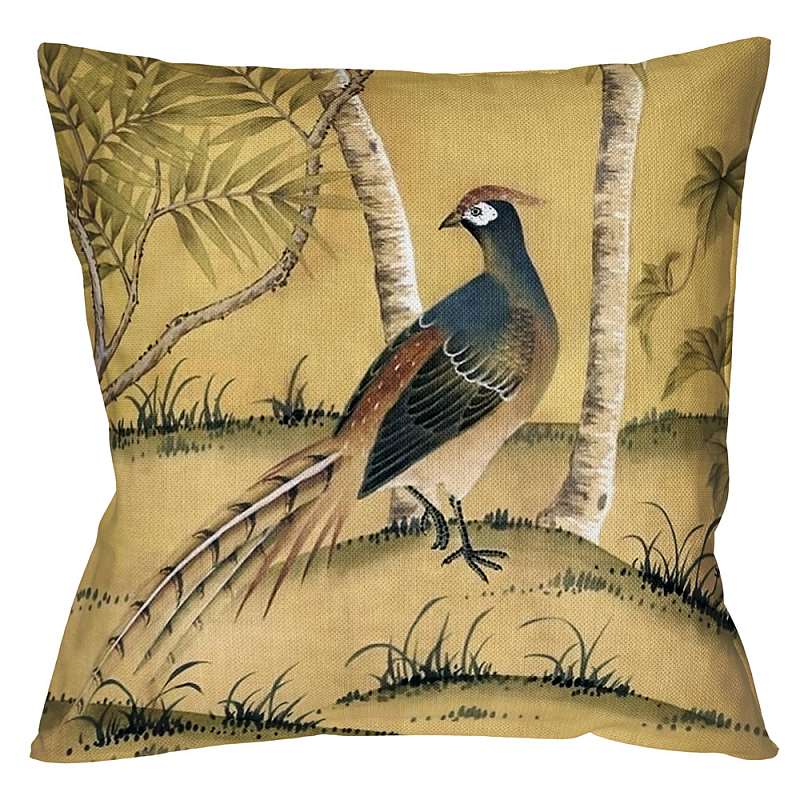 Декоративная подушка Beige and Green Chinoiserie 6 Бежевый в Омске | Loft Concept 