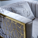 Кресло велюровое серое с фактурным каркасом золотистого цвета Best Traits варинант исполнения - 3 | Loft Concept в Омске