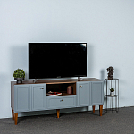 ТВ-тумба серая из массива бука с 2-мя дверками и ящиком Wenge Light варинант исполнения - 7 | Loft Concept в Омске