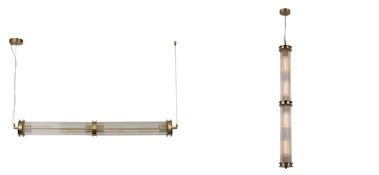 Люстра с рифленым плафоном Glass Tube Brass Люстра с рифленым плафоном Glass Tube Brass - Loft-Concept в Омске