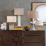 Настольная лампа с белым каркасом и тканевым абажуром Natural Stems варинант исполнения - 4 | Loft Concept в Омске