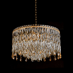 Люстра круглая с хрустальными подвесками на золотистом каркасе Roul Crystal Light варинант исполнения - 4 | Loft Concept в Омске