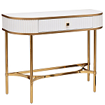 Консоль с ящиком белая с золотом Textured White Console with Gold варинант исполнения - 1 | Loft Concept в Омске