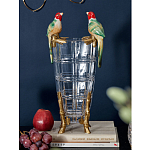 Ваза из прозрачного стекла с бронзовыми ножками и фигурками попугаев Eden Garden porcelain and bronze варинант исполнения - 1 | Loft Concept в Омске