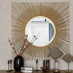 Зеркало-солнце круглое с золотыми лучам Sunrise варинант исполнения - 2 | Loft Concept в Омске