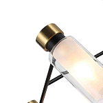 Люстра потолочная с 6-ю цилиндрическими плафонами из стекла и черным каркасом Noir Poise варинант исполнения - 2 | Loft Concept в Омске