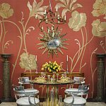 Обои с вышивкой ручной работы Deco Flowers Original colourway on wool sateen варинант исполнения - 1 | Loft Concept в Омске