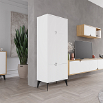 Комод белый с 4-мя дверцами на металлических ножках SPARK MULTIPURPOSE CABINET WHITE варинант исполнения - 4 | Loft Concept в Омске