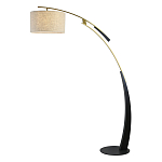 Торшер с изогнутой черной металлической ножкой и цилиндрическим абажуром из ткани Arched Metal Base  варинант исполнения - 1 | Loft Concept в Омске