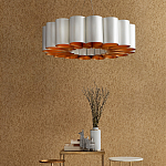 Люстра круглая фактурная в сочетании белого и золотого цвета Wide Stripes of Ribbon варинант исполнения - 5 | Loft Concept в Омске