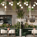 Люстра на штанге с 4-мя белыми шарообразными плафонами Bubble Chandelier варинант исполнения - 4 | Loft Concept в Омске