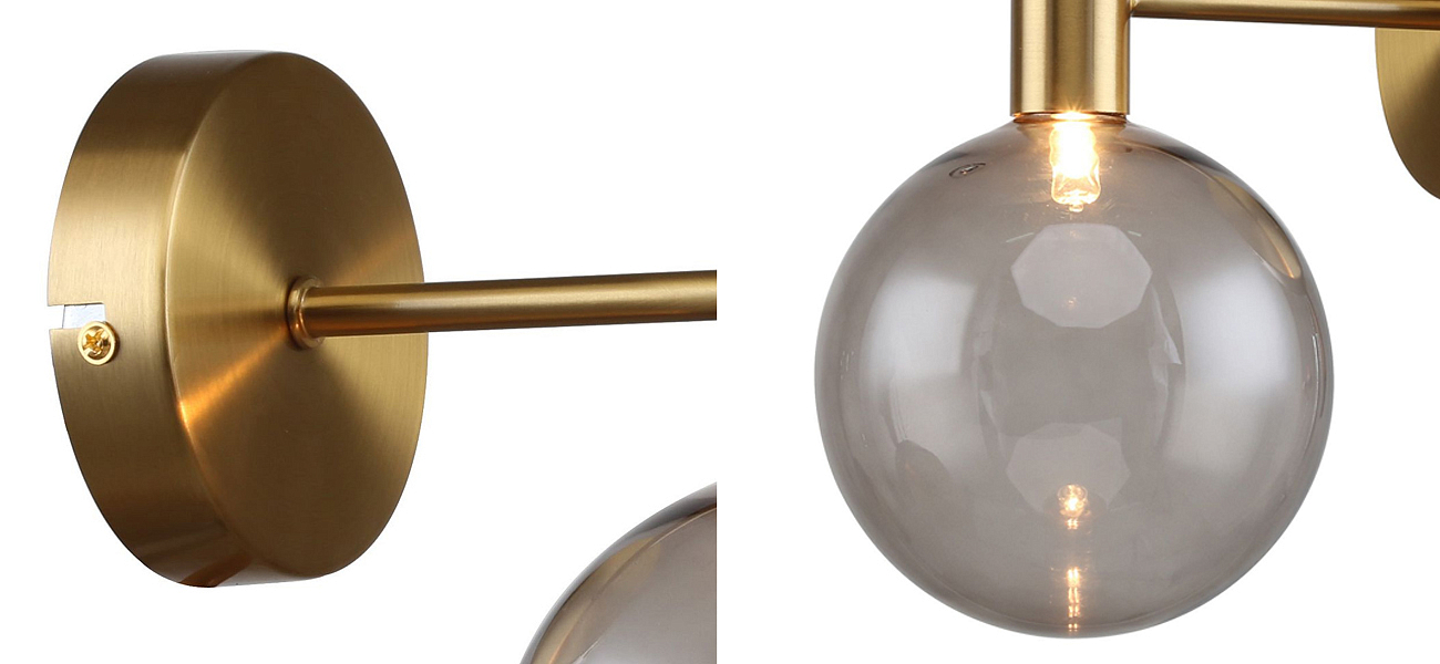 Бра с выдувным плафоном коньячного цвета Carmella Globe Brass Бра с выдувным плафоном коньячного цвета Carmella Globe Brass - Loft-Concept в Омске