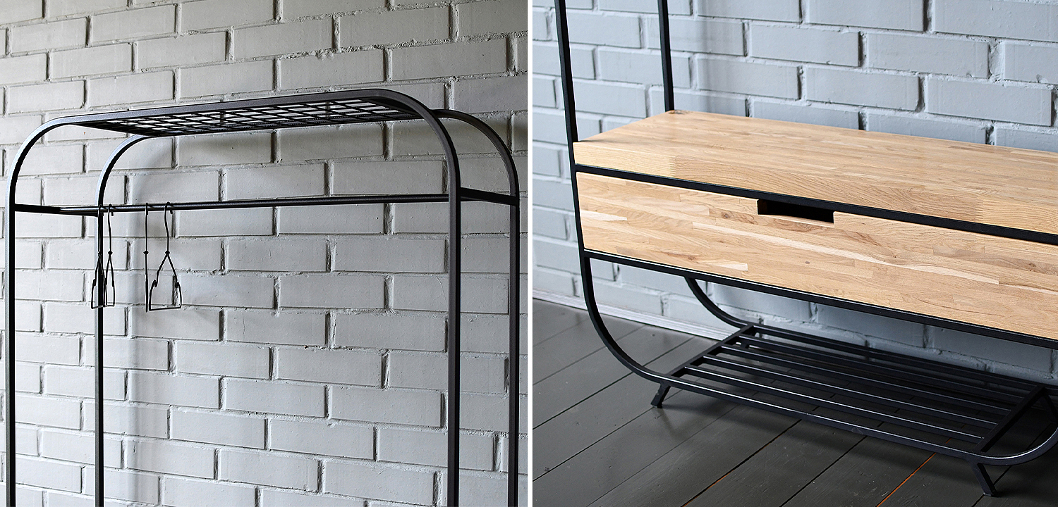 Рейл с выдвижным ящиком Ewing Industrial Metal Rust Clothes Rail Рейл с выдвижным ящиком Ewing Industrial Metal Rust Clothes Rail - Loft-Concept в Омске