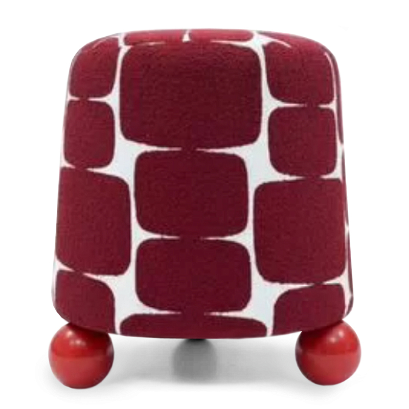 Пуф Wakonda с Красным онаментом и круглыми ножками Белый Красный в Омске | Loft Concept 
