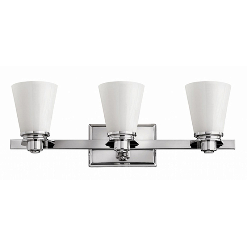 Бра для ванных комнат с белыми стеклянными конусными плафонами Hinkley Хром Белый в Омске | Loft Concept 