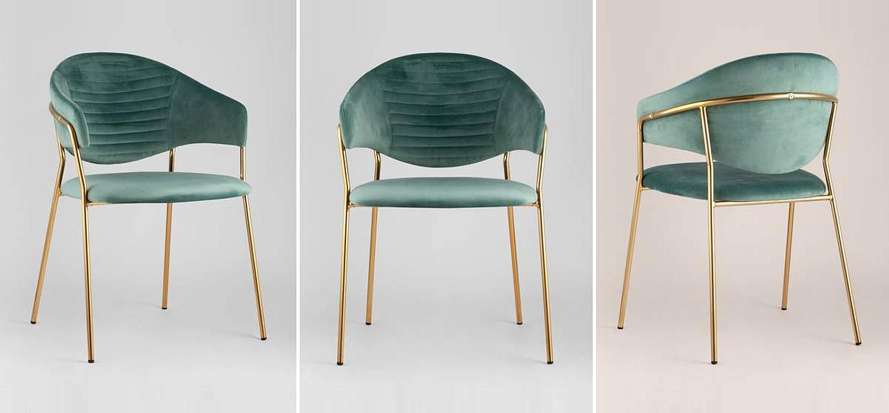 Стул Alexis Chair Велюр Мятный цвет Золотые ножки Стул Alexis Chair Велюр Мятный цвет Золотые ножки - Loft-Concept в Омске