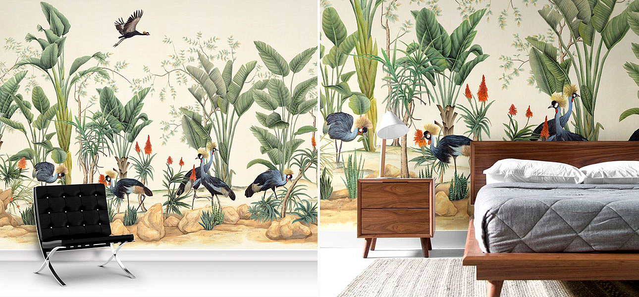 Обои ручная роспись African Cranes Обои ручная роспись African Cranes - Loft-Concept в Омске