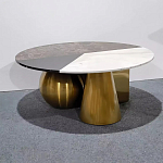 Дизайнерский журнальный стол с круглой столешницей на 3-х геометрических ножках Lehumod варинант исполнения - 1 | Loft Concept в Омске