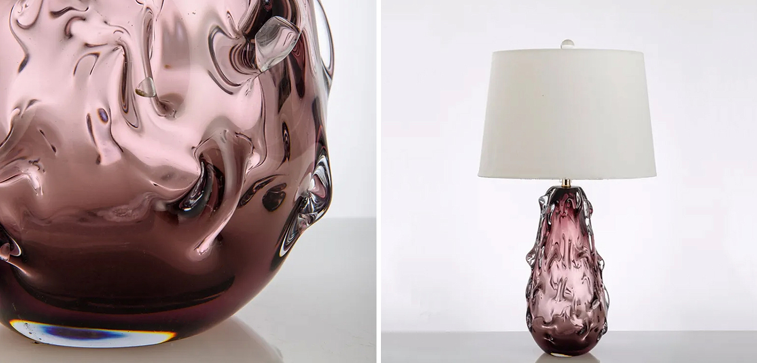 Настольная лампа с абажуром Bellamy Molten Glass Table Lamp Розовое стекло Настольная лампа с абажуром Bellamy Molten Glass Table Lamp Розовое стекло - Loft-Concept в Омске