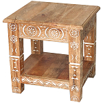 Кофейный стол из массива манго с резьбой Vallez Grey Mango Coffee Table варинант исполнения - 1 | Loft Concept в Омске