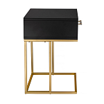 Приставной столик с резным узором на выдвижном ящике Black Table Carved Pattern варинант исполнения - 5 | Loft Concept в Омске