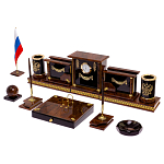 Настольный письменный набор с часами из природного камня обсидиана Royal Set варинант исполнения - 2 | Loft Concept в Омске