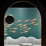 Обои с вышивкой ручной работы Deco Fish Original colourway варинант исполнения - 2 | Loft Concept в Омске