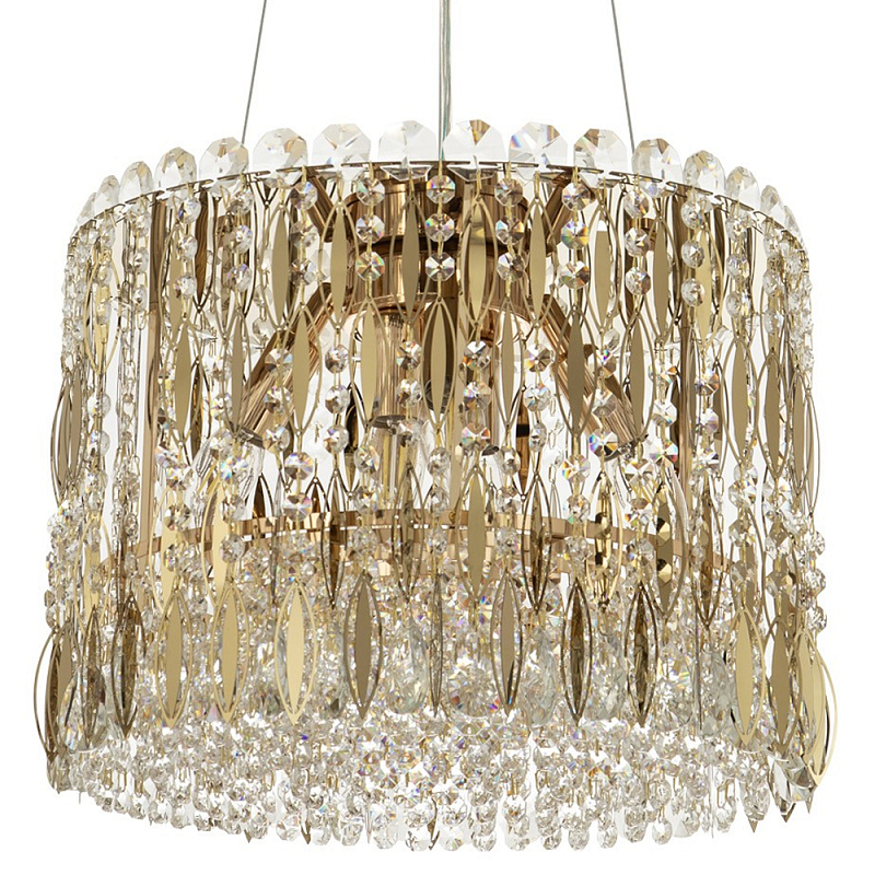 Круглая люстра с металлическими и хрустальными подвесками Bonnay Crystal Chandelier Золотой Прозрачное Стекло Круглая люстра с металлическими и хрустальными подвесками Bonnay Crystal Chandelier Золотой Прозрачное Стекло в Омске | Loft Concept