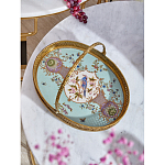 Блюдо овальное с ручкой и голубым фарфоровым дном с цветочным рисунком Blue Garden варинант исполнения - 2 | Loft Concept в Омске