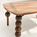 Обеденный стол деревянный с круглыми декоративными элементами на ножках Koko варинант исполнения - 4 | Loft Concept в Омске