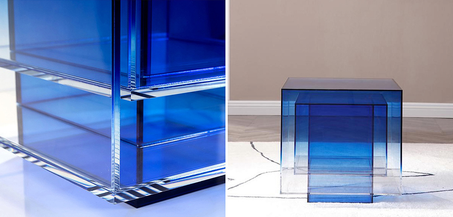 Дизайнерский журнальный стол Glass Square Синий studio BUZAO - Loft-Concept в Омске