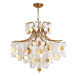 Люстра подвесная с белыми и золотыми круглыми подвесками Диаметр 70 см SHELL Chandelier варинант исполнения - 1 | Loft Concept в Омске