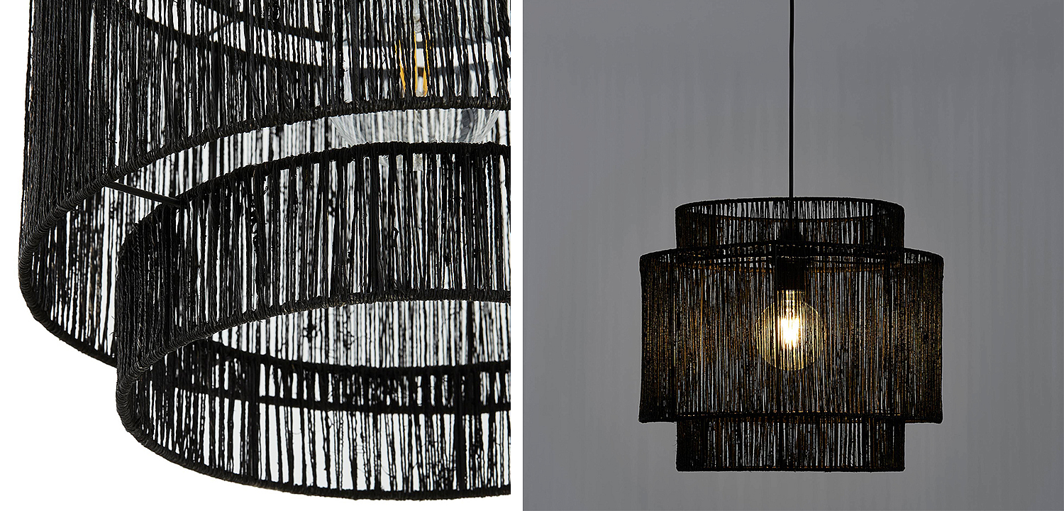 Подвесной светильник Signe Wicker Hemp Black Dual Подвесной светильник Signe Wicker Hemp Black Dual - Loft-Concept в Омске