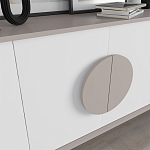 Комод бежево-белый с 4-мя дверцами c декором в виде бежевого круглого элемента на фасаде GORA CONSOLE 180CM LIGHT MOCHA варинант исполнения - 4 | Loft Concept в Омске