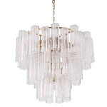 Люстра круглая многоярусная с прозрачными подвесками из стекла Hexagon Tube Light варинант исполнения - 1 | Loft Concept в Омске