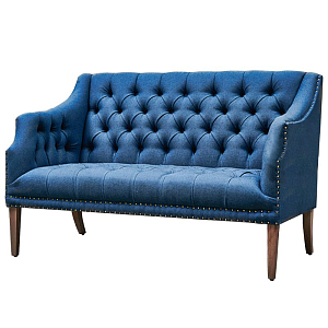 Диван Morton Capitone Sofa  Диван синий лен