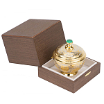 Сахарница металлическая с гравировкой и натуральным камнем Малахит в подарочной коробке Metal Stone Sugar Bowls варинант исполнения - 3 | Loft Concept в Омске