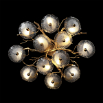 Потолочная люстра круглая ветвистыми бронзовыми элементами и стеклянными рифлеными дисками Textured Glass Chandelier варинант исполнения - 2 | Loft Concept в Омске