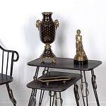 Ваза черного цвета из фарфора с золотистым узором и бронзовыми элементами Eden Garden porcelain and bronze варинант исполнения - 3 | Loft Concept в Омске