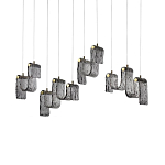 Подвесной светильник линейный с плафонами волнистой формы из фактурного стекла Big Wave варинант исполнения - 2 | Loft Concept в Омске