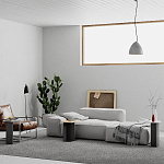 Стол журнальный цвета антрацит из 3-х частей со столешницами в виде геометрических элементов MUND ANTHRACITE варинант исполнения - 2 | Loft Concept в Омске