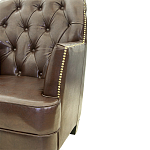 Кресло кожаное c мягкими подлокотниками на 4-х деревянных ножках из массива березы Joseph Armchair brown варинант исполнения - 3 | Loft Concept в Омске