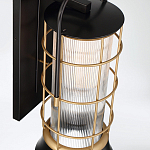 Настенный фонарь цилиндрической формы с рифленым стеклом в золотом каркасе на черном прямоугольном основании Eurofase варинант исполнения - 4 | Loft Concept в Омске