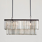 Люстра линейная прямоугольная с подвесками из натурального перламутра Nacre варинант исполнения - 2 | Loft Concept в Омске