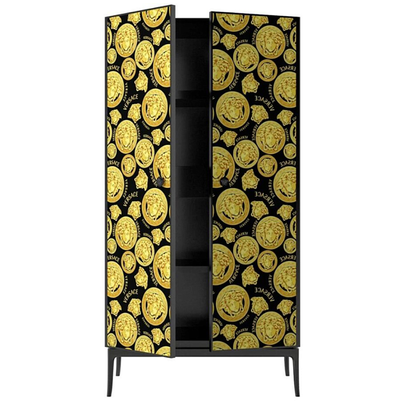 Stiletto Cabinet Barocco Medusa Бежевый Черный матовый Золотой в Омске | Loft Concept 