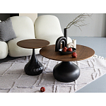 Столик журнальный с круглой деревянной столешницей на черном фактурном основании Bourgeon варинант исполнения - 5 | Loft Concept в Омске