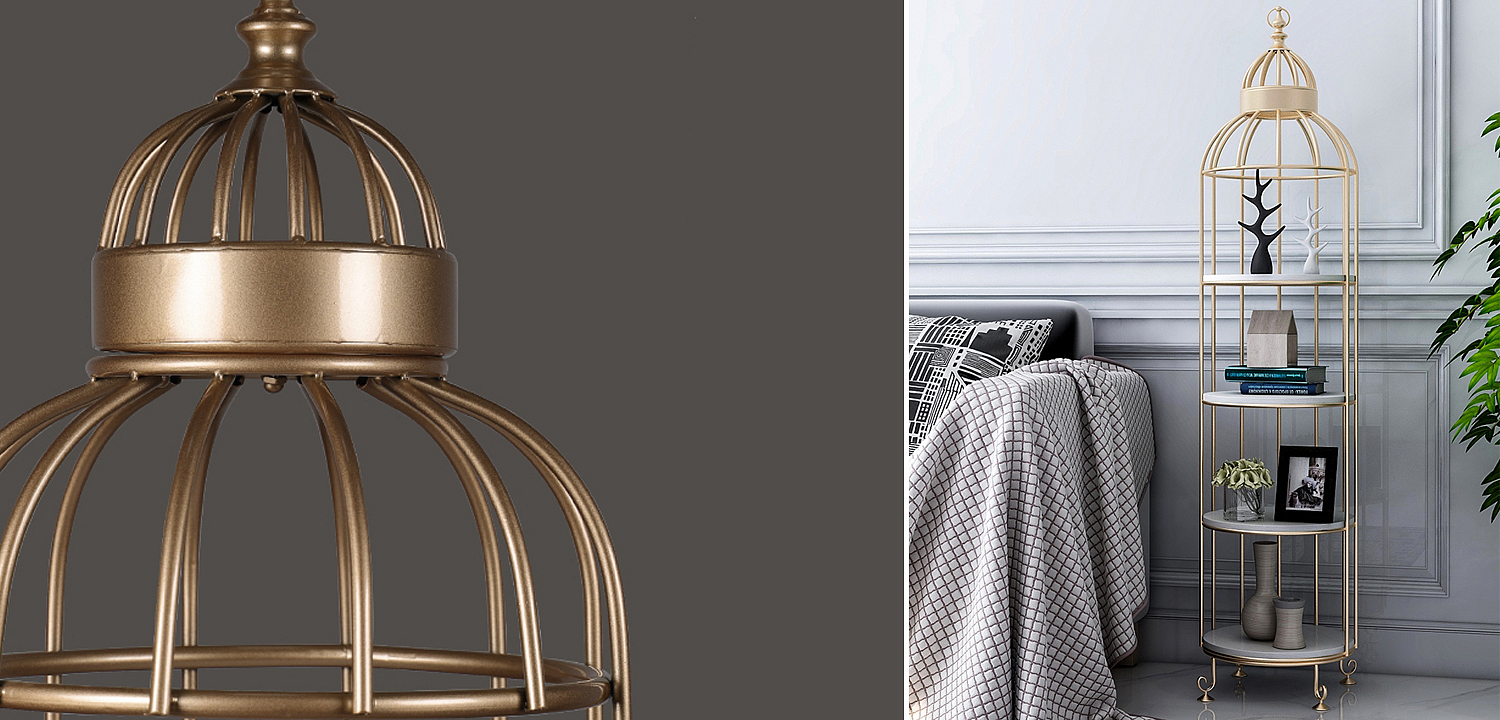 Стеллаж Cage Rack Circle gold Стеллаж Cage Rack Circle gold - Loft-Concept в Омске